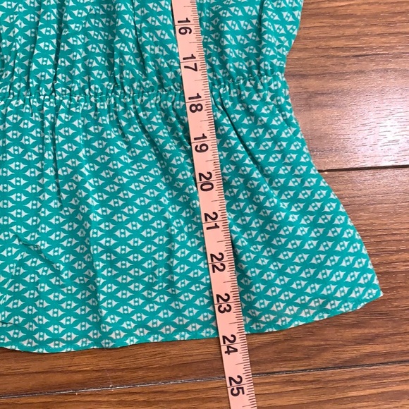 Joie Zaida Ruffle Silk Turquoise Green Pattern Top - Picture 9 of 13